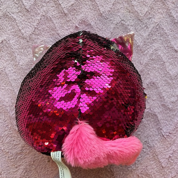 Sequin flip, pink metallic stuffed animal fox - Picture 2 of 5